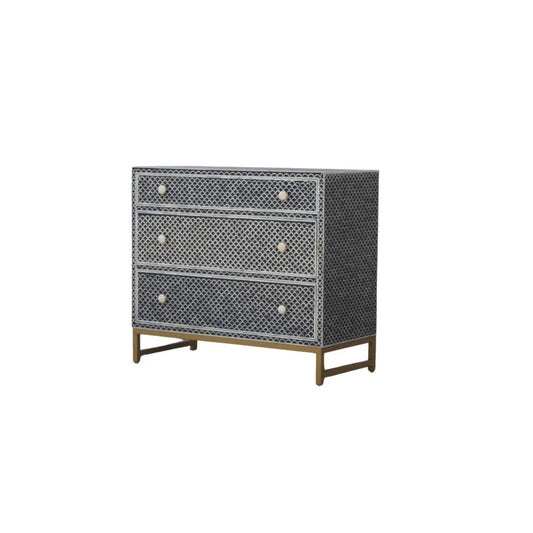 bone inlay chest of drawers, black fish customised