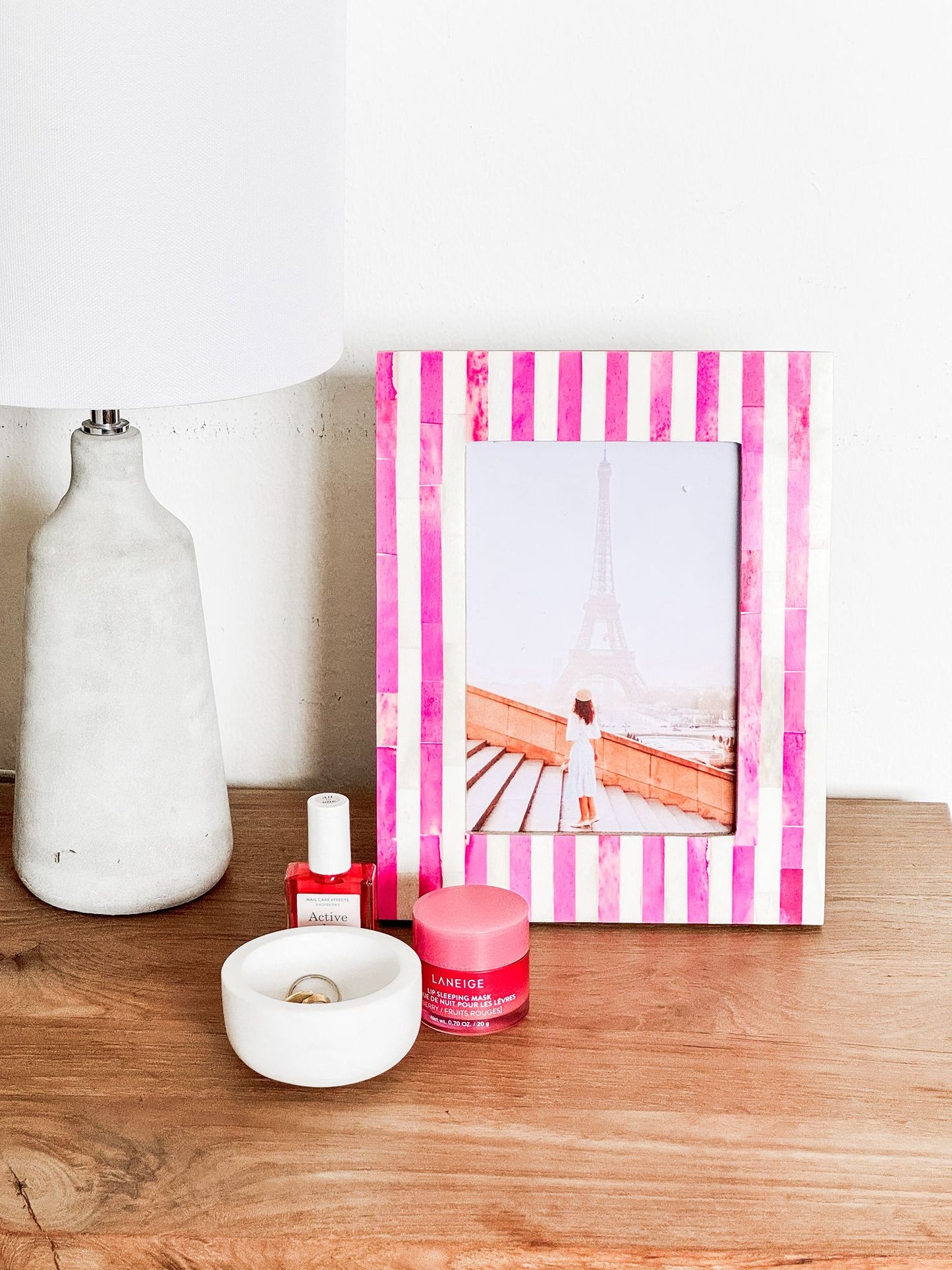 Photo Frame, Bone Inlay, Jewel, Pink Bone