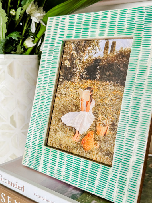 bone inlay photo frame dempsey aqua