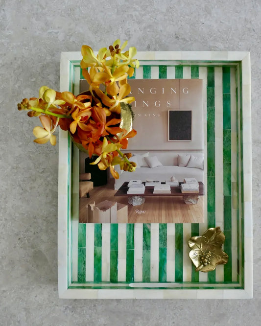 green and white striped bone inlay tray