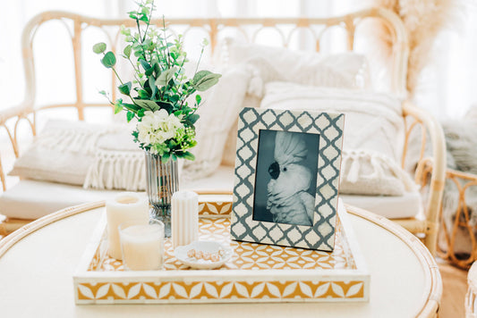 Photo Frame, Bone Inlay, Haji, Grey