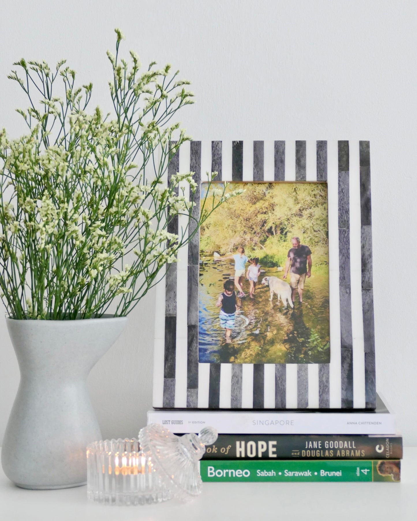 Photo Frame, Bone Inlay, Jewel, Grey Bone