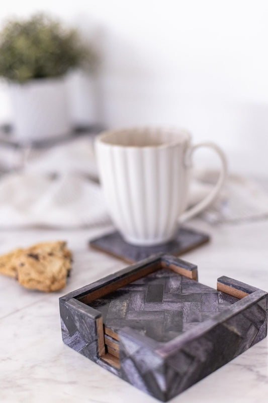 grey sophisticated bone inlay coaster