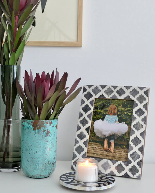 Photo Frame, Bone Inlay, Haji, Grey Bone