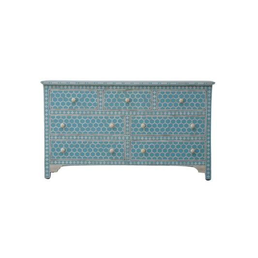 light blue bone inlay chest of drawers, customised furniture