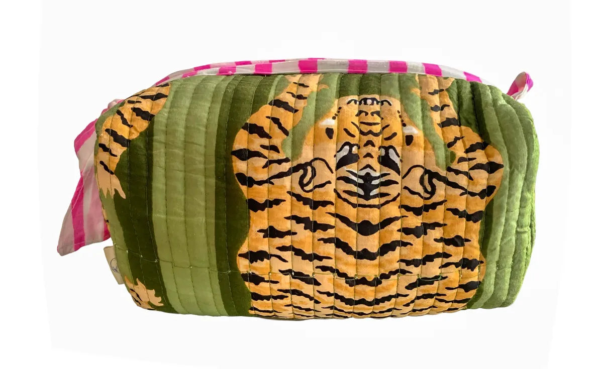 Cosmetic Bag, Tiger Stripe, Green
