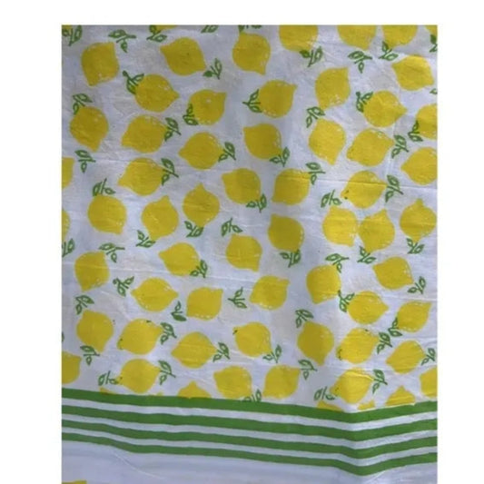 yellow lemon block printed table cloth